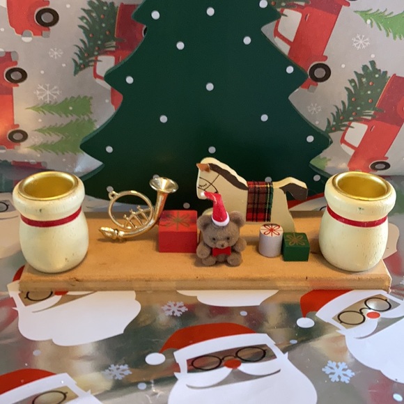 🌲🌸 Christmas Teddy Bear Vintage Wood Display🌲🌸 - Picture 3 of 12